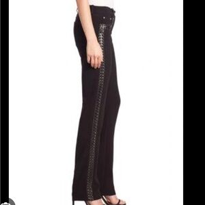 Altuzarra Kurt Pant Black Braided Faux Leather Side Stripe Trouser 8 *MSRP $1350